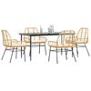 vidaXL 5 Piece Garden Dining Set with Cushions Brown Poly Rattan Glass