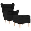 vidaXL Armchair with Footstool Black Fabric