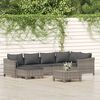 vidaXL 7 Piece Garden Lounge Set with Cushions Grey Poly Rattan