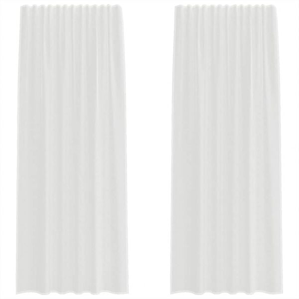 vidaXL Voile Curtains with Rod Pockets 2 pcs White