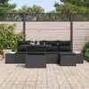 vidaXL Garden Sofa Set with Cushion 6 pcs Black Poly Rattan