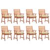 vidaXL Outdoor Dining Chairs 8 pcs with Cushions Solid Acacia Wood