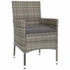 vidaXL 5 Piece Garden Bistro Set with Cushions Grey Poly Rattan