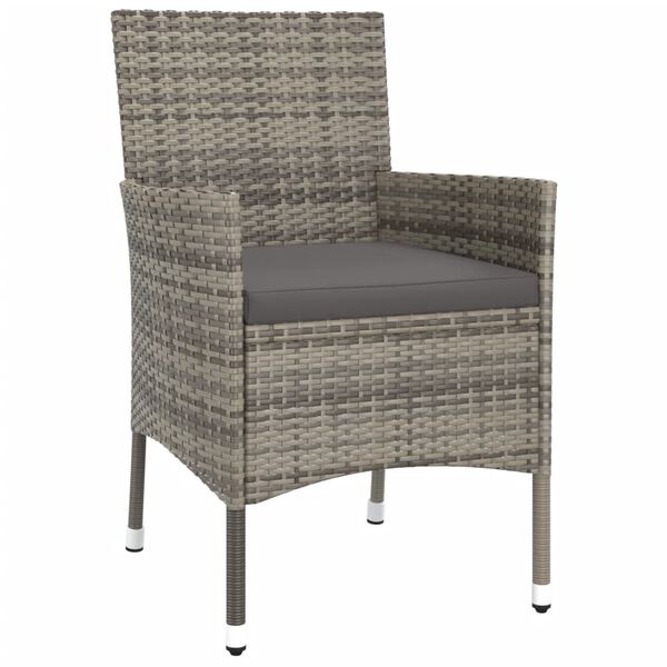 vidaXL 5 Piece Garden Bistro Set with Cushions Grey Poly Rattan
