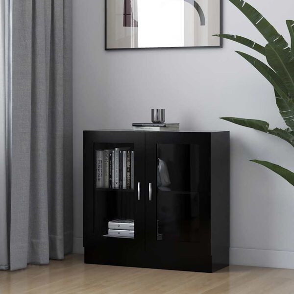 vidaXL Vitrine Cabinet Black 82.5x30.5x80 cm Engineered Wood