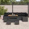 vidaXL Garden Sofa Set with Cushion 10 pcs Black Poly Rattan