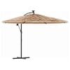 vidaXL Garden Parasol with with LEDs and Steel Pole Brown 290x290x238 cm