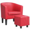 vidaXL Tub Chair with Footstool Red Faux Leather