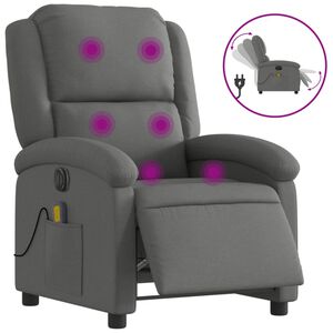 vidaXL Electric Massage Recliner Chair Dark Grey Fabric