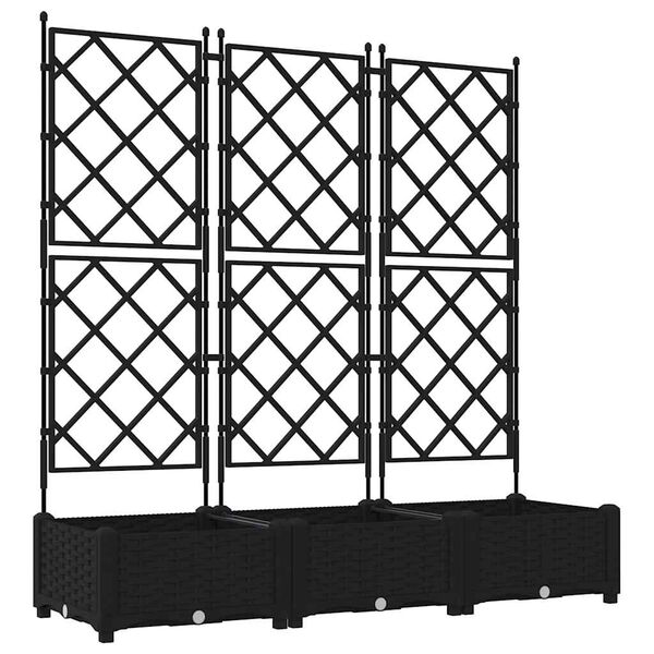 vidaXL Garden Planter 3 pcs Black 120 x 40 x 125.5 cm Steel