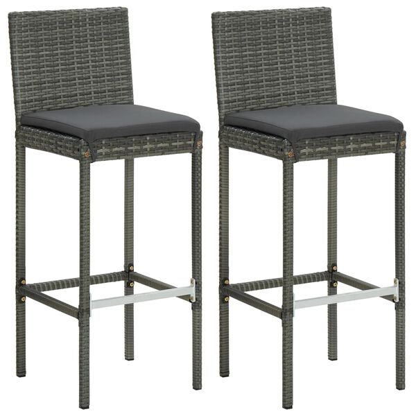 vidaXL 3 Piece Garden Bar Set with Cushions Grey