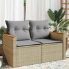 vidaXL Garden Sofa with Cushions 2-Seater Beige Poly Rattan