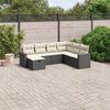 vidaXL 7 Piece Garden Sofa Set with Cushions Black Poly Rattan
