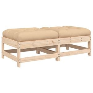 vidaXL Garden Footstools with Cushions 2pcs Solid Wood Pine