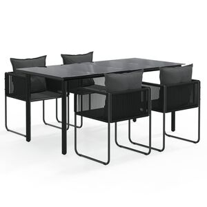 vidaXL 5 Piece Garden Dining Set Black