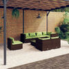 vidaXL 9 Piece Garden Lounge Set with Cushions Poly Rattan Brown