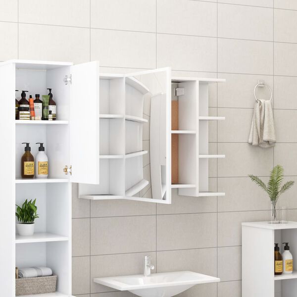 vidaXL Bathroom Mirror Cabinet White 80x20.5x64 cm Engineered Wood