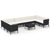 vidaXL 11 Piece Garden Lounge Set with Cushions Poly Rattan Black