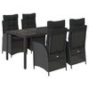vidaXL 5 Piece Garden Dining Set with Cushions Black Poly Rattan