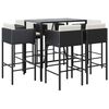 vidaXL 7 Piece Garden Bar Set with Cushions Black Poly Rattan