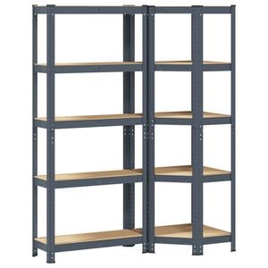 vidaXL 2 Piece 5-Layer Shelves Set Anthracite Steel&Engineered Wood