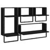vidaXL 4 Piece Wall Shelf Set with Bars Black Engineered Wood