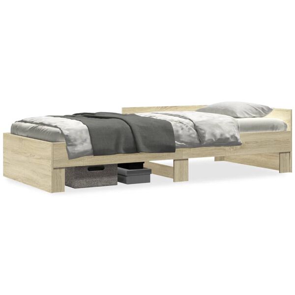 vidaXL Bed Frame without Mattress Sonoma Oak 90x190 cm Single Engineered Wood