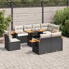 vidaXL 9 Piece Garden Sofa Set with Cushions Black Poly Rattan Acacia