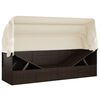 vidaXL Outdoor Lounge Bed with Roof and Cushions Brown Poly Rattan