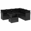 vidaXL 7 Piece Garden Sofa Set with Cushions Black Poly Rattan