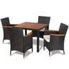 vidaXL 5 Piece Outdoor Dining Set with Cushions Poly Rattan Black