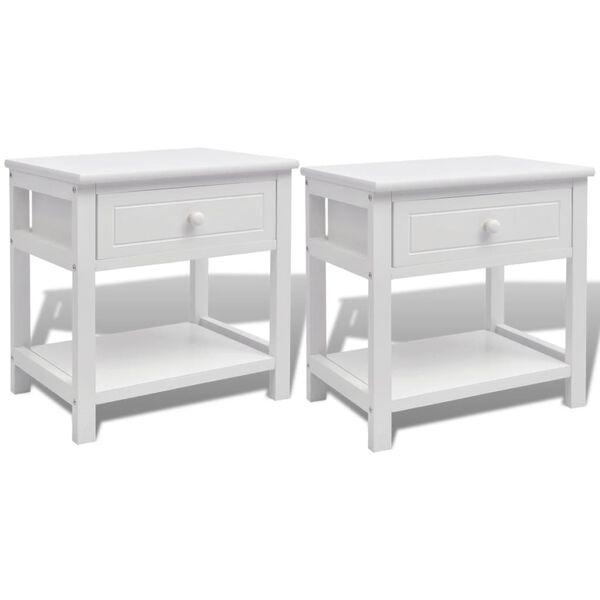 vidaXL Bedside Cabinets 2 pcs Wood White