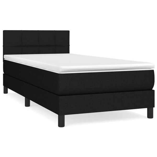 vidaXL Box Spring Bed with Mattress Black 106x203 cm King Single Size Fabric