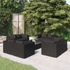 vidaXL 9 Piece Garden Lounge Set with Cushions Poly Rattan Black