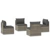 vidaXL Garden Middle Sofas 4 pcs Grey 57x57x56 cm Poly Rattan