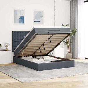 vidaXL Ottoman Bed with Mattresses & LEDs Dark Grey Queen Velvet