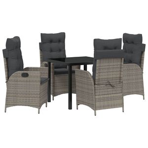 vidaXL Garden Dining Set 5 pcs Grey Poly Rattan