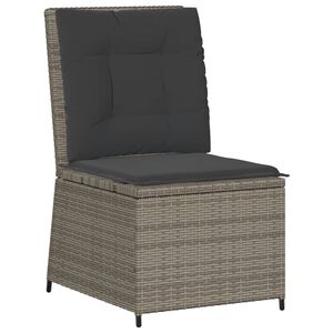 vidaXL Reclining Garden Sofa with Cushions Grey Poly Rattan