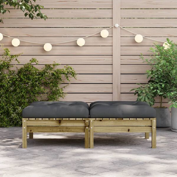vidaXL Garden Footstools with Cushions 2 pcs Impregnated Wood Pine