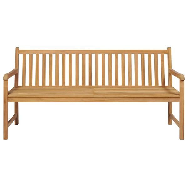 vidaXL Garden Bench with Black Cushion 175 cm Solid Teak Wood