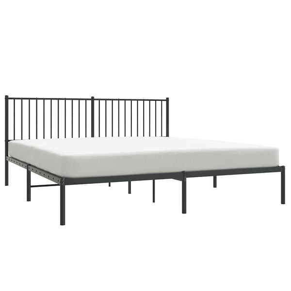 vidaXL Metal Bed Frame without Mattress with Headboard Black 180x200cm