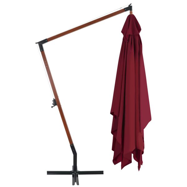 vidaXL Cantilever Garden Parasol with Wooden Pole 400x300 cm Bordeaux Red