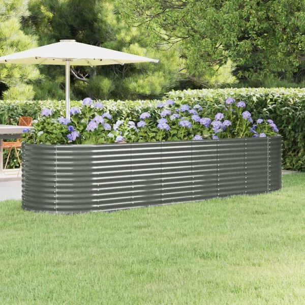 vidaXL Garden Raised Bed Galvanised Steel 322x100x68 cm Grey