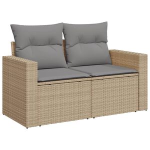 vidaXL Garden Sofa with Cushions 2-Seater Beige Poly Rattan