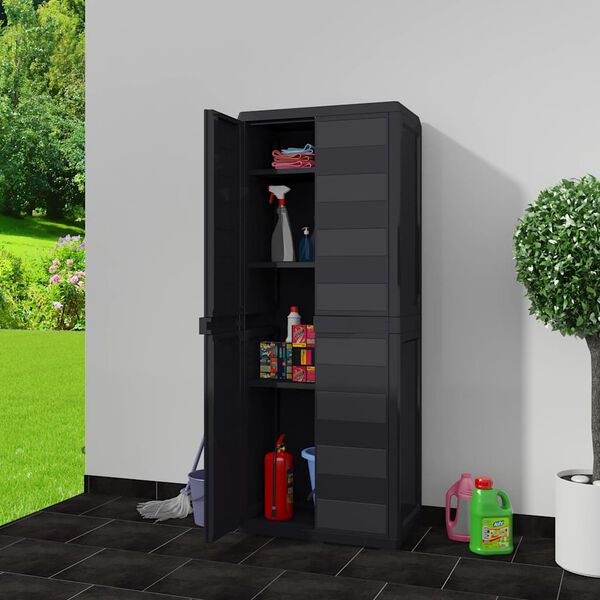 vidaXL Garden Storage Cabinet with 3 Shelves Black