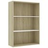 vidaXL 3-Tier Book Cabinet White and Sonoma Oak 80x30x114 cm Engineered Wood