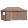 vidaXL Foldable Party Tent Pop-Up with 4 Sidewalls Brown
