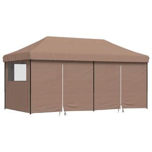 vidaXL Foldable Party Tent Pop-Up with 4 Sidewalls Brown