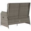 vidaXL Reclining Garden Bench with Cushions Grey Poly Rattan
