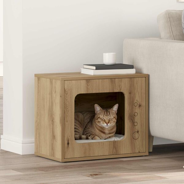 vidaXL Cat House Artisian Oak 51 x 30 x 42.5 cm Engineered Wood